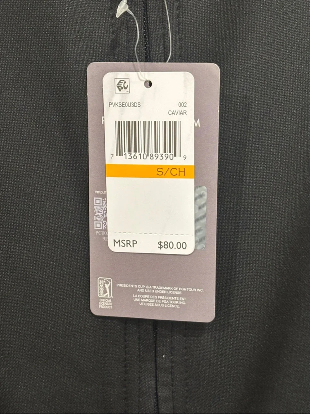 PGA TOUR Black Presidents Cup Sleeveless Zip Vest with Yellow Logo